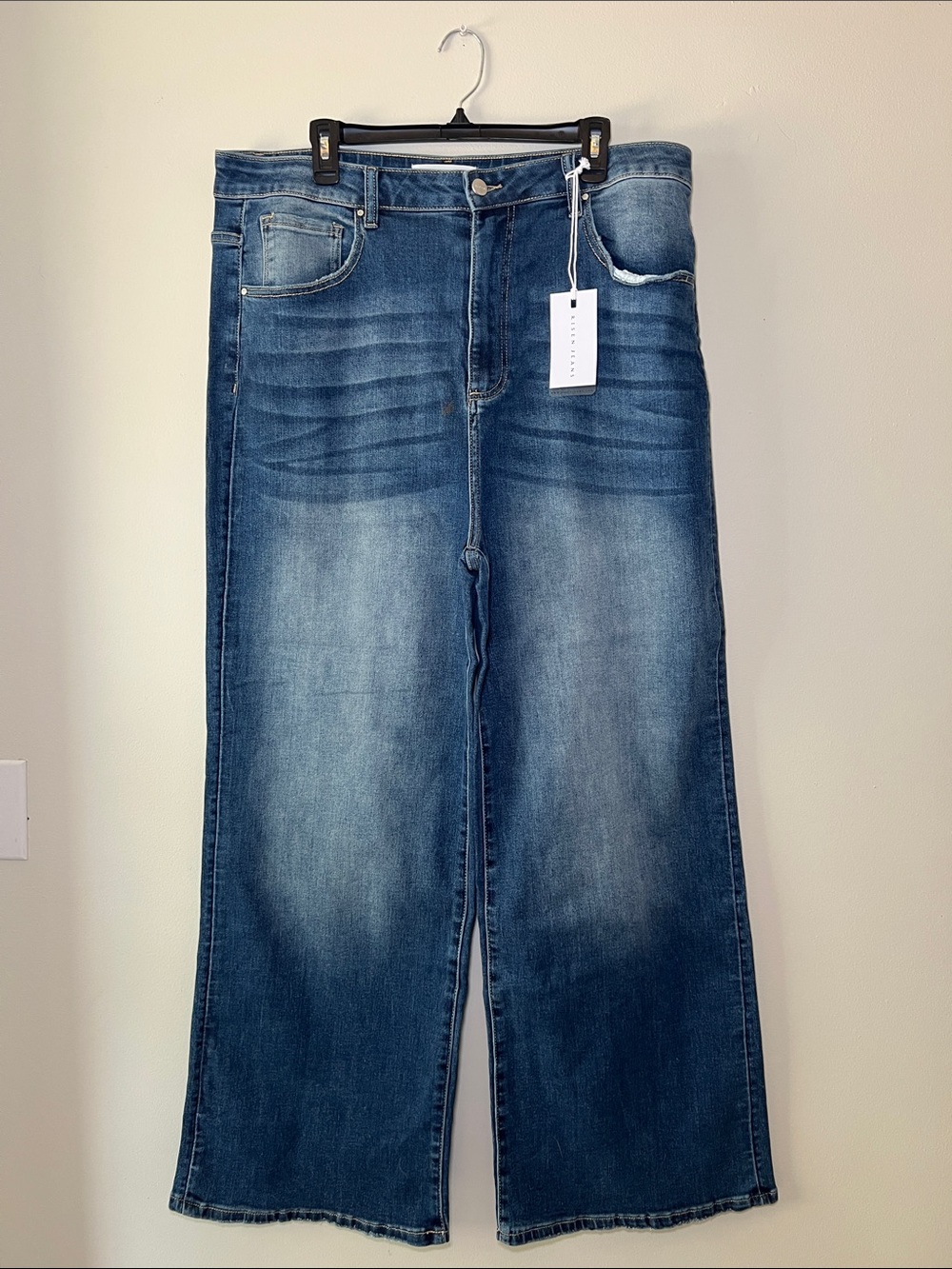 Risen Jeans High Rise Wide Flare Blue Women's Jeans